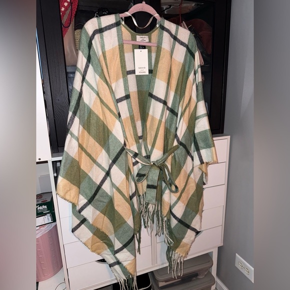 Dry Goods by David and Young NWT Belted Plaid Kimono - Picture 1 of 8